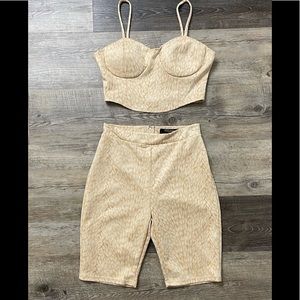 Women’s Love by Design Bustier Tank and Biker Set Sz M Tan color